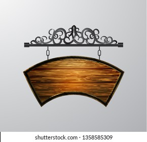 hanging, wooden Board vector, wooden object for text.