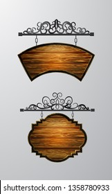 hanging, wooden Board vector, wooden object for text.