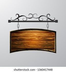 hanging, wooden Board vector, wooden object for text.