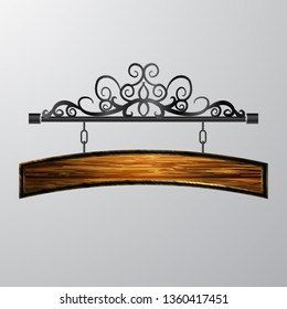 hanging, wooden Board vector, wooden object for text.