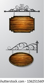 hanging, wooden Board vector, wooden object for text.