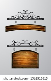 hanging, wooden Board vector, wooden object for text.