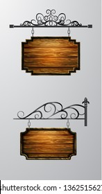 hanging, wooden Board vector, wooden object for text.