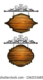 hanging, wooden Board vector, wooden object for text.