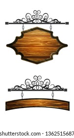 hanging, wooden Board vector, wooden object for text.