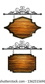 hanging, wooden Board vector, wooden object for text.