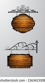 hanging, wooden Board vector, wooden object for text.