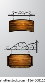 hanging, wooden Board vector, wooden object for text.
