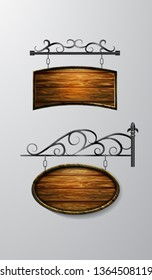 hanging, wooden Board vector, wooden object for text.