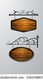 hanging, wooden Board vector, wooden object for text.