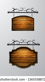 hanging, wooden Board vector, wooden object for text.