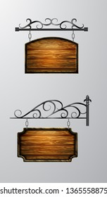 hanging, wooden Board vector, wooden object for text.