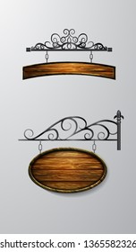 hanging, wooden Board vector, wooden object for text.