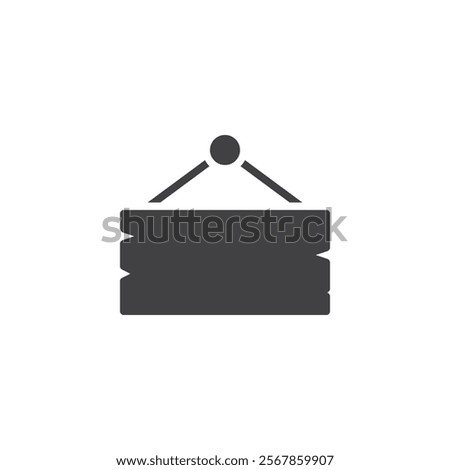 Hanging wooden sign vector icon. filled flat sign for mobile concept and web design. Wooden signboard glyph icon. Symbol, logo illustration. Vector graphics