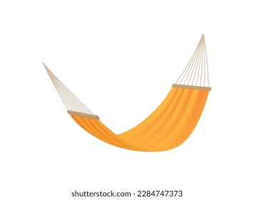 Hanging yellow fabric hammock realistic vector illustration