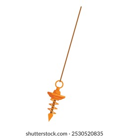 Hanging yellow plumb bob with spring and rope for construction
