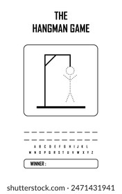 Hangman game page vector, kids activity notebook page