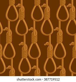 Hangman seamless pattern. Hangmans noose texture. Hanging ornament. Background of thick rope loop