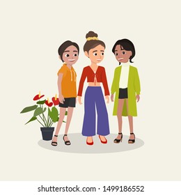 hangout with frieds cute avatar vector editable file as .eps