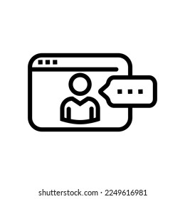 Hangout line icon. Communication, technology, computer, camera, video conference, business, online school, student, schoolboy, online. communication concept. Vector black line icon on white background