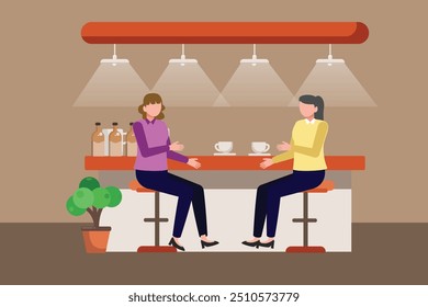 Hangouts mit Essen und Getränken. Farbige, flache Vektorgrafik einzeln.