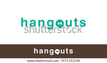 hangouts logo, hangout creative textual logo, creative text, dark background, partial background, blue hangouts