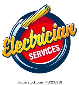 Hank Electric Cable And The Inscription - ELECTRICIAN SERVICES. Vector Logo And Sign.