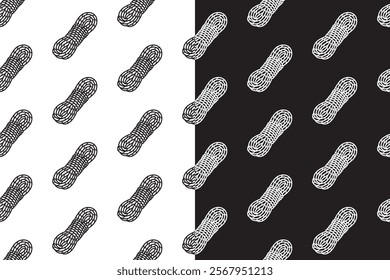 hank of kernmantle doodle seamless pattern on black white background set. engraving outdoor kernmantle background. hank of rope hatching wallpaper. pattern background with kernmantle for adventure