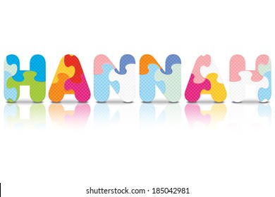 HANNAH escrito con el rompecabezas del alfabeto - ilustración vectorial