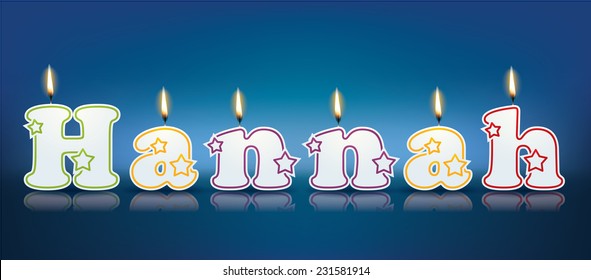 HANNAH written with burning candles - vector illustration