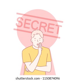 Hannam has a secret story in front of the keyhole. hand drawn style vector design illustrations.