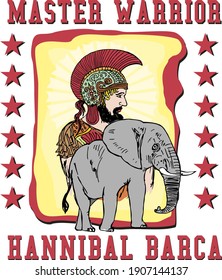 Hannibal barca and the elephant army graphic design vector art