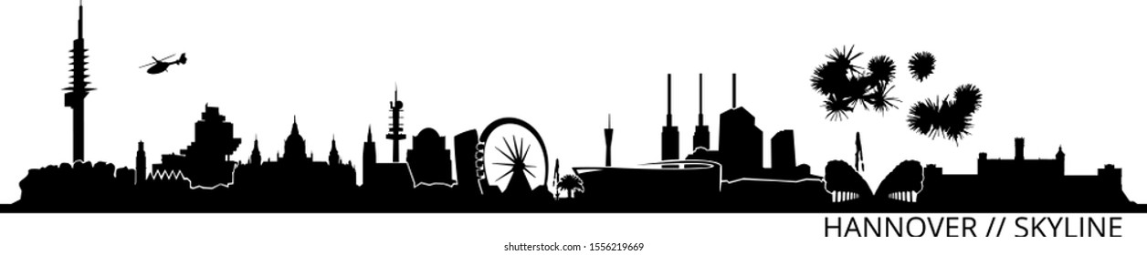 Hannover Hannover Skyline German City Black Vector einzeln