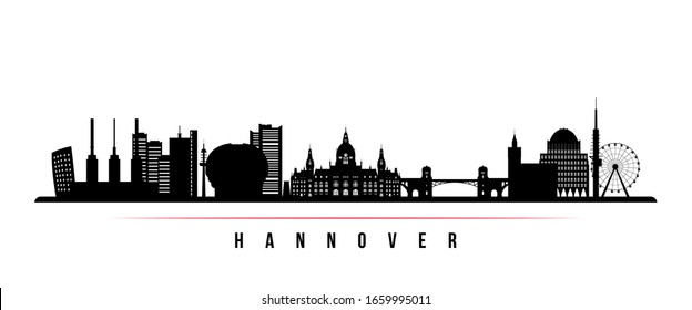 Hannover  skyline horizontal banner. Black and white silhouette of Hannover, Germany. Vector template for your design. 