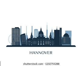 Hannover skyline, monochrome silhouette. Vector illustration.