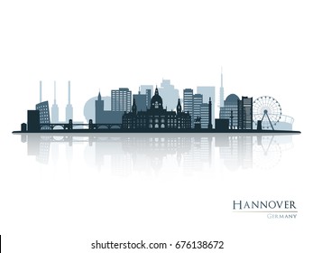 Hannover skyline silhouette with reflection. Vector illustration. 