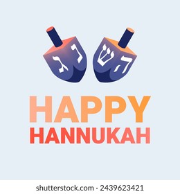 Hannukah banner. Hannukah template with dreidel. Happy Hannukah inscription.Jewish holiday background. Vector illustration.