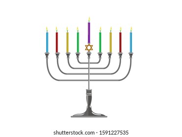 Hannukah candles Isolated in white background. Editable Clip Art