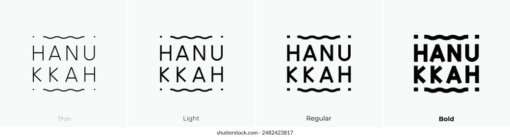 Hannukah-Symbol. Dünnes, leichtes Regular- und Bold-Design isoliert auf weißem Hintergrund