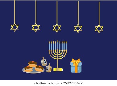 hannukah poster stars von david, menorah, dreidel, glücklich hannukka, kerze, festival der lichter, jüdischen urlaub, israel tradition, geschenke