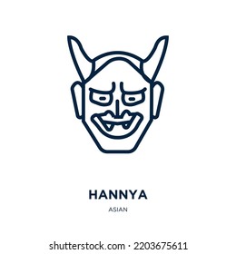 hannya icon from asian collection. Thin linear hannya, mask, japan outline icon isolated on white background. Line vector hannya sign, symbol for web and mobile