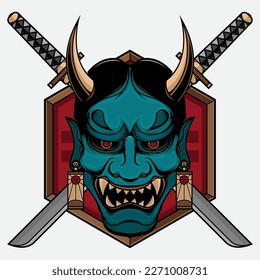 vector de diseño de máscara hannya, vector EPS 10