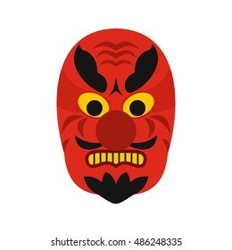 Hannya mask icon in flat style on a white background vector illustration