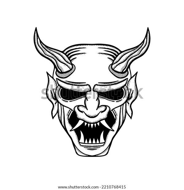 Hannya Mask Illustration Hand Drawn Cartoon Stock Vector Royalty Free