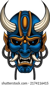 Hannya mask illustration with premium quality stock vector