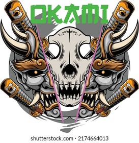 Hannya mask illustration with premium quality stock vector