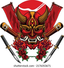 Hannya mask illustration with premium quality stock vector