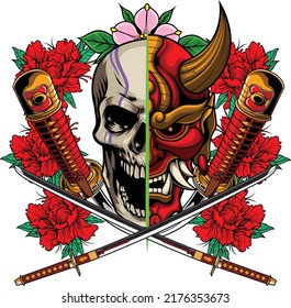 Hannya mask illustration with premium quality stock vector
