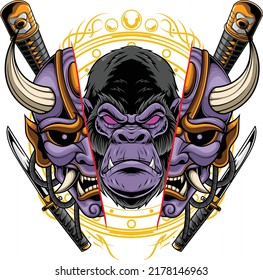 Hannya mask illustration with premium quality stock vector