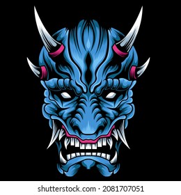 hannya mask japan vector illustration